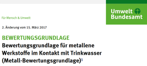 UBA Liste für Metalle ist verbindlich